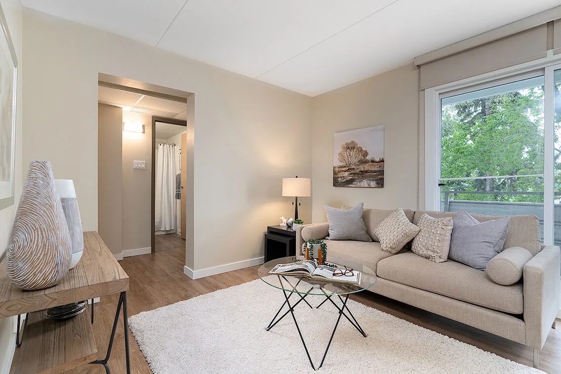 12-floor concrete apartment building located in North Kildonan in between the Red River and Henderson Hwy